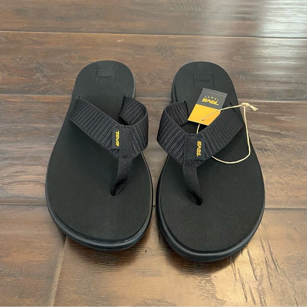 Teva Voya Flip Flop Thong Sandals Bar Street Black Lightweight Size 11 View 3